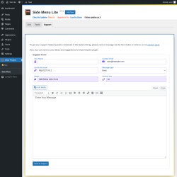 Page screenshot: Wow Plugins &rarr; Side Menu &rarr; Support