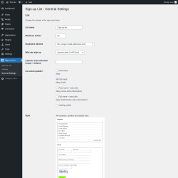 Page screenshot: Sign-up List → General Settings