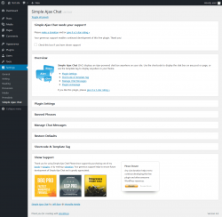 Page screenshot: Settings → Simple Ajax Chat