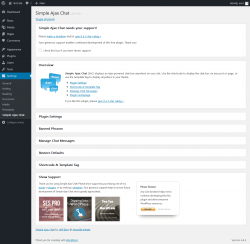 Page screenshot: Settings → Simple Ajax Chat