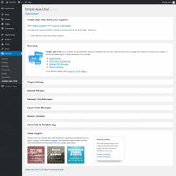 Page screenshot: Settings → Simple Ajax Chat