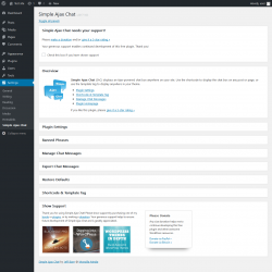 Page screenshot: Settings → Simple Ajax Chat