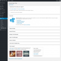 Page screenshot: Settings → Simple Ajax Chat
