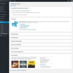 Page screenshot: Settings → Simple Ajax Chat