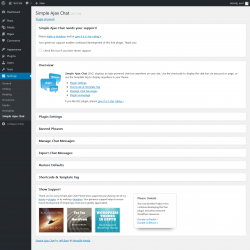Page screenshot: Settings → Simple Ajax Chat