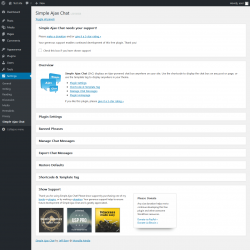 Page screenshot: Settings  → Simple Ajax Chat