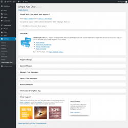 Page screenshot: Settings  → Simple Ajax Chat