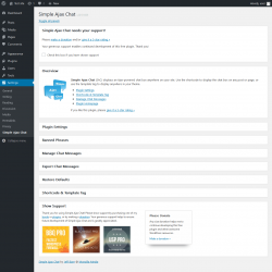 Page screenshot: Settings  → Simple Ajax Chat