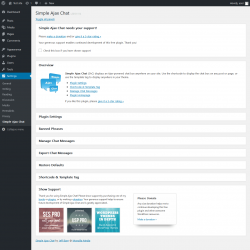 Page screenshot: Settings  → Simple Ajax Chat