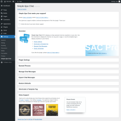 Page screenshot: Settings → Simple Ajax Chat