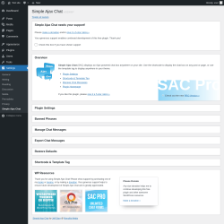 Page screenshot: Settings → Simple Ajax Chat