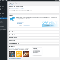 Page screenshot: Settings → Simple Ajax Chat