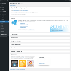 Page screenshot: Settings → Simple Ajax Chat