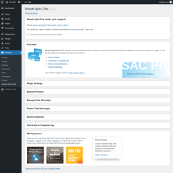 Page screenshot: Settings → Simple Ajax Chat