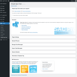 Page screenshot: Settings → Simple Ajax Chat