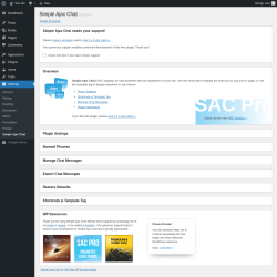 Page screenshot: Settings → Simple Ajax Chat