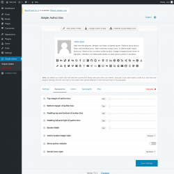 Page screenshot: Simple Author → Appearance