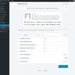 Page screenshot: Simple Author → Appearance