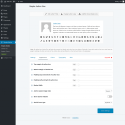 Page screenshot: Simple Author → Appearance
