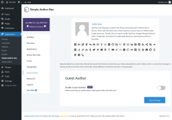 Page screenshot: Appearance → Simple Author Box → Guest Author