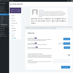 Page screenshot: Appearance → Simple Author Box → Advanced
