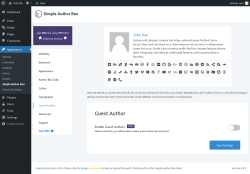 Page screenshot: Appearance → Simple Author Box → Guest Author