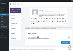 Page screenshot: Appearance → Simple Author Box → Guest Author