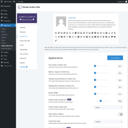 Page screenshot: Appearance → Simple Author Box → Appearance