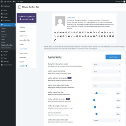Page screenshot: Appearance → Simple Author Box → Typography