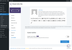 Page screenshot: Appearance → Simple Author Box → Guest Author