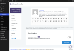 Page screenshot: Appearance &rarr; Simple Author Box &rarr; Guest Author