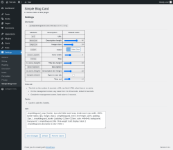 Page screenshot: Settings &rarr; Simple Blog Card