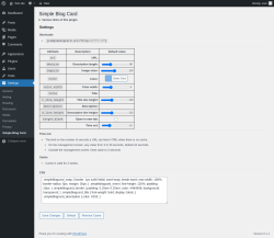 Page screenshot: Settings &rarr; Simple Blog Card
