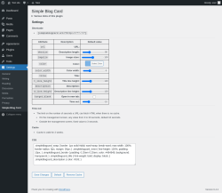 Page screenshot: Settings &rarr; Simple Blog Card