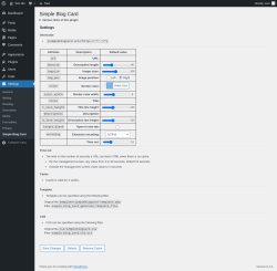 Page screenshot: Settings &rarr; Simple Blog Card