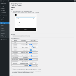 Page screenshot: Settings &rarr; Simple Blog Card
