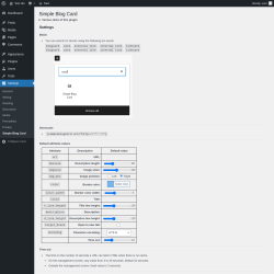 Page screenshot: Settings &rarr; Simple Blog Card