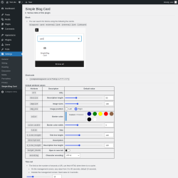 Page screenshot: Settings &rarr; Simple Blog Card