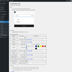 Page screenshot: Settings &rarr; Simple Blog Card