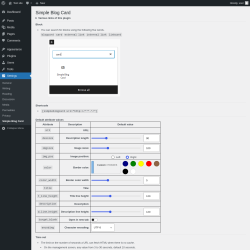 Page screenshot: Settings &rarr; Simple Blog Card