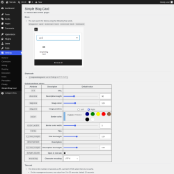 Page screenshot: Settings &rarr; Simple Blog Card