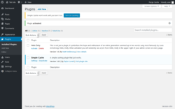 Page screenshot: Plugins ‹ Test site — WordPress