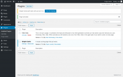 Page screenshot: Plugins ‹ Test site — WordPress