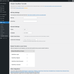 Page screenshot: Cloudflare Turnstile &lsaquo; Test site &mdash; WordPress