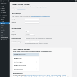 Page screenshot: Cloudflare Turnstile &lsaquo; Test site &mdash; WordPress