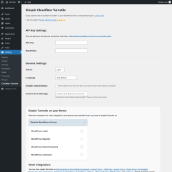 Page screenshot: Cloudflare Turnstile &lsaquo; Test site &mdash; WordPress