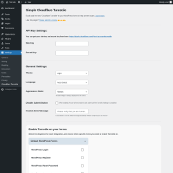 Page screenshot: Cloudflare Turnstile &lsaquo; Test site &mdash; WordPress