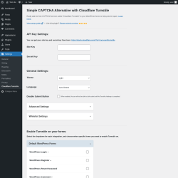 Page screenshot: Cloudflare Turnstile &lsaquo; Test site &mdash; WordPress