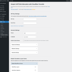 Page screenshot: Cloudflare Turnstile &lsaquo; Test site &mdash; WordPress