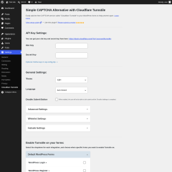 Page screenshot: Settings &rarr; Cloudflare Turnstile